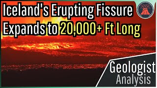 Iceland Volcano Eruption Update 20000 Foot Long Fissure Erupts Ash Emissions [upl. by Minda]