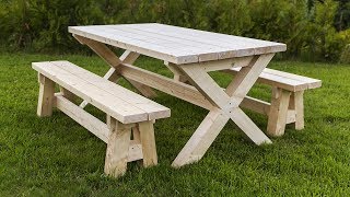 Easy DIY Project Farmhouse Table and Benches [upl. by Ydnagrub]