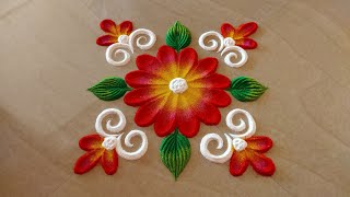 simple rangoli design🌹🌹 Beginners rangoli design Rangoli by kalai [upl. by Ilana618]