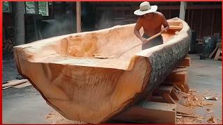 Man Turns Massive Log into Amazing CANOE  Start to Finish Build by OutbackMike [upl. by Ardiekal744]