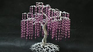 LEARN TO MAKE A WISTERIA BONSAI WIRE TREE  BEADS  WEEPING WILLOW [upl. by Htaeh396]