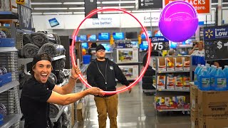 Kickball with Walmart EMPLOYEES Kick it through the hoop [upl. by Lihp]