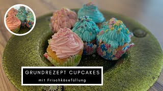 Cupcakes Grundrezept  Vanille Cupcakes mit Frischkäse [upl. by Toinette]