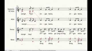 Groovy Jingle Bells Arrangement Scrolling Score For Learning Vocal Parts [upl. by Akeimat849]