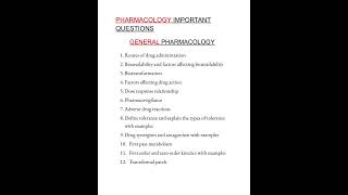 Pharmacology important questions trending mbbslife pharamacology medicalconcepts28 [upl. by Annerol]