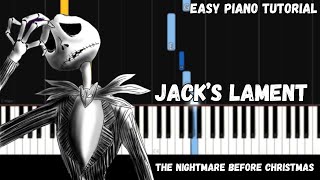 The Nightmare Before Christmas  Jacks Lament Easy Piano Tutorial [upl. by Ahselat]