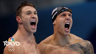 USA sets new world record to continue mens 4x100 medley relay reign  Tokyo Olympics  NBC Sports [upl. by Stockmon]