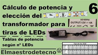 Cálculo de potencia y elección del transformador para tiras de LEDs Tablas potencia según nº LEDs [upl. by Lynnea140]