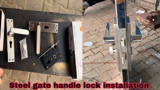 Stainless steel door lock installation  Homemade security lock [upl. by Bindman]