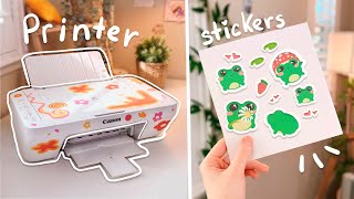 Printing stickers at home 🐸 unboxing my new budget friendly printer aesthetic [upl. by Columbus]