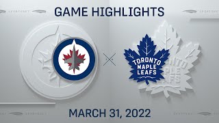 NHL Highlights  Jets vs Maple Leafs  Mar 31 2022 [upl. by Nwahsit758]