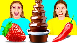 Chocolate Fountain Fondue Challenge  Eating Only Sweet 24 Hours by BaRaDa Challenge [upl. by Danais814]