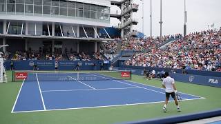 Novak Djokovic vs Adrian Mannarino  Cincinnati 2018 2nd Set 4th amp 5th game Court Level View [upl. by Foskett754]