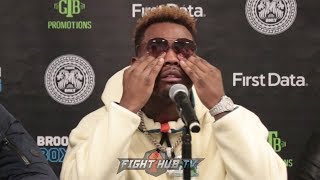 JERMELL CHARLO BREAKS DOWN AT POST FIGHT PRESS CONFERENCE AFTER LOSING TITLE TO TONY HARRISON [upl. by Ahsilet]