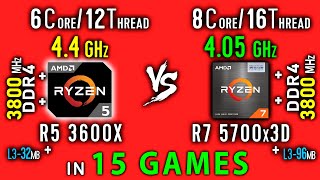 Ryzen 5 3600x vs Ryzen 7 5700x3D Test in 15 Games or R7 5700x3D vs R5 3600x OC [upl. by Peedus]