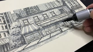 Sketchbook Ink Drawing Vlog  New York City [upl. by Frangos783]