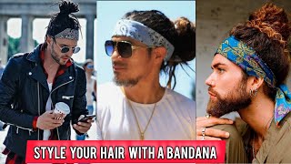 BEST Bandana STYLE for LONG HAIR  how to wear a bandana guys [upl. by Ahsemal]