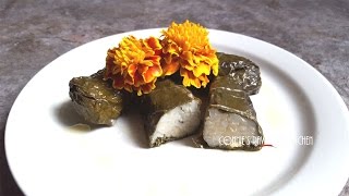 MAKING FRESH GREEK DOLMADES STUFFED GRAPE LEAVES VEGAN [upl. by Onairelav]