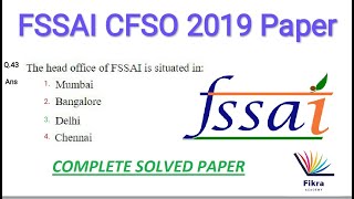 FSSAI Previous year paper 2019 with answers  Central Food Safety Officer CFSO [upl. by Eciram]