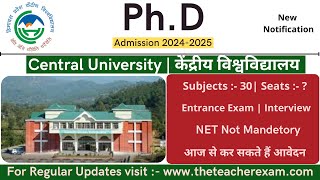 central university New phd admission 2024  Non NET fellowship  NET not Mandatory theteacherexam [upl. by Bohlen]