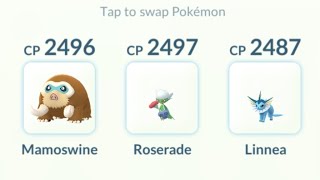 I used Mamoswine Roserade amp Vaporeon in Ultra League GBL Pokemon Go [upl. by Sybille]