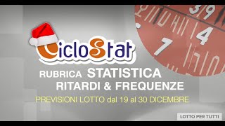 LOTTO X TUTTI RUBRICA STATISTICA DAL 19 AL 30 DICEMBRE [upl. by Ummersen]