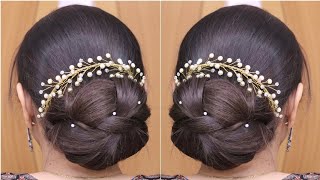 Wedding Juda Bun Hairstyle  Easy Juda Hairstyles For Wedding  Wedding Hairstyle For Long Hair [upl. by Belamy]