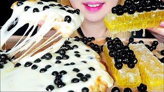 ASMR TAPIOCA PEARLS BOBA PEARLS  EXTRA CHEESY PIZZA HONEYCOMB Mukbang Eating sounds [upl. by Notffilc]