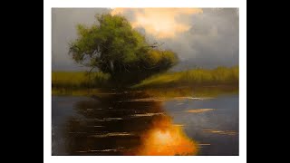 Oil painting lesson painting a landscape for beginners Time lapse Tonalism [upl. by Egwan]