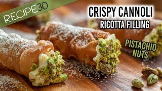 Crispy Cannoli with ricotta filling and Pistachio Nuts [upl. by Zinnes618]