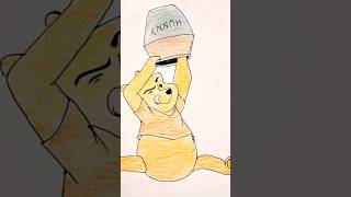 pooh poohbear drawing easy sunset shorts viral trending art craft easydrawing cartoon [upl. by Enois]