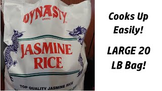 Dynasty Jasmine Rice 20 lb Sack Look Inside  Review [upl. by Wassyngton]