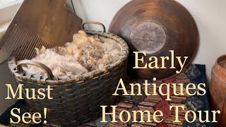 Early Antique Lovers Dream PrimitiveColonial Home TourMUST SEE [upl. by Ulund]