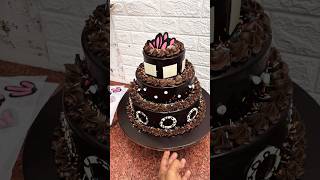 NTIQBAKERS 3 tier chocolate cake beautiful design cake cakedesign youtube youtube shots [upl. by Kamaria]