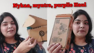 SKINCARE amp MAKEUP HAUL NYKAA MYNTRA BEAUTY PURPLLE beautybaewithnim [upl. by Idnahs]