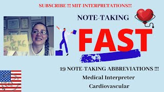 NOTE TAKINGMEDICAL INTERPRETERCARDIOVASCULAR systemabbreviations [upl. by Esmond487]