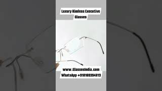 Luxury Rimless Glasses Laser Cut Edges Turquoise Border wwwGlassesIndiacom rimlessglasses [upl. by Enyal723]