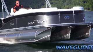 Fast Pontoon Boat Video Avalons WAVEGLIDER High Performance System 2014 [upl. by Woolley]