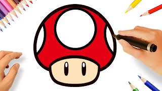 CÓMO DIBUJAR UN HONGO DE MARIO FACIL 🍄 MUSHROOM  SUPER MARIO BROS [upl. by Ayatnahs]