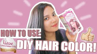 DIY HAIR COLOR HOW TO USE Liese Creamy Bubble Color in Rose Tea Brown Review  Emmerey Rose [upl. by Nomra]