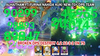 Alhaitham ft Furina Nahida Kuki New T0 DPS Team  Broken DPS Destroy 42 1232 on 7s [upl. by Volnay]