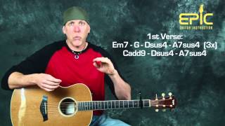 How to play Oasis Wonderwall acoustic guitar lesson with chords detailed strum patterns and rhythms [upl. by Soilissav249]