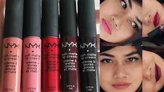 LIP SWATCH NYX Soft Matte Lip Cream On Indian Skin Tone [upl. by Ycnay451]