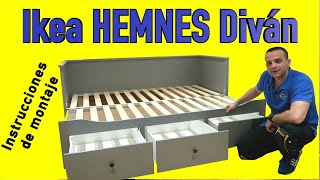 Ikea HEMNES Estructura de diván con 3 cajones Instrucciones de montaje [upl. by Figone]