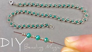 Simple Beaded Necklace Tutorial Easy Seed Bead Necklace [upl. by Roanna]