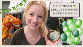 Nino wird 5🦖 DinoGeburtstag  Deko Geschenke Backen für die Kita  KinderGeburtstag [upl. by Anemolif]