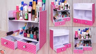 Cardboard Craft Idea  DIY Makeup Organizer Craft Idea using Cardboard [upl. by Anivad759]