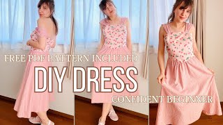 DIY Bustier Dress with Faux Shirring and Basque Waistline  Free PDF Pattern  Confident Beginner [upl. by Armilda]