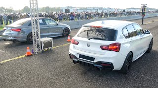 620HP Pure Turbos BMW M140i X Drive vs 700HP Audi RS3 vs 550HP M140i vs 7R [upl. by Erkan105]