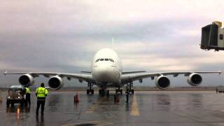 How to marshall an Emirates A380 into the gate  YYZ [upl. by Abbie945]